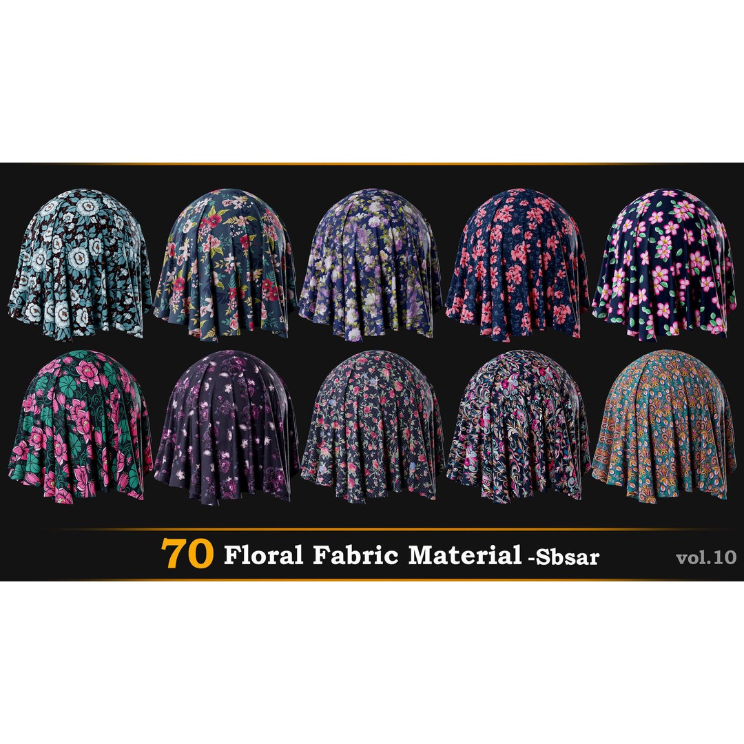 70 Velvet Floral Fabric 3D Model – SBSAR Textures for Gaming and Animation - View 9