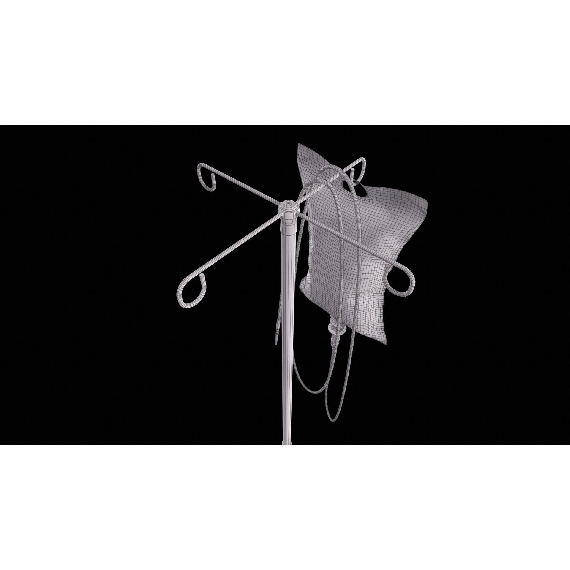Intravenous IV Bag and Stand - Low-Poly Game-Ready 3D Model - View 11