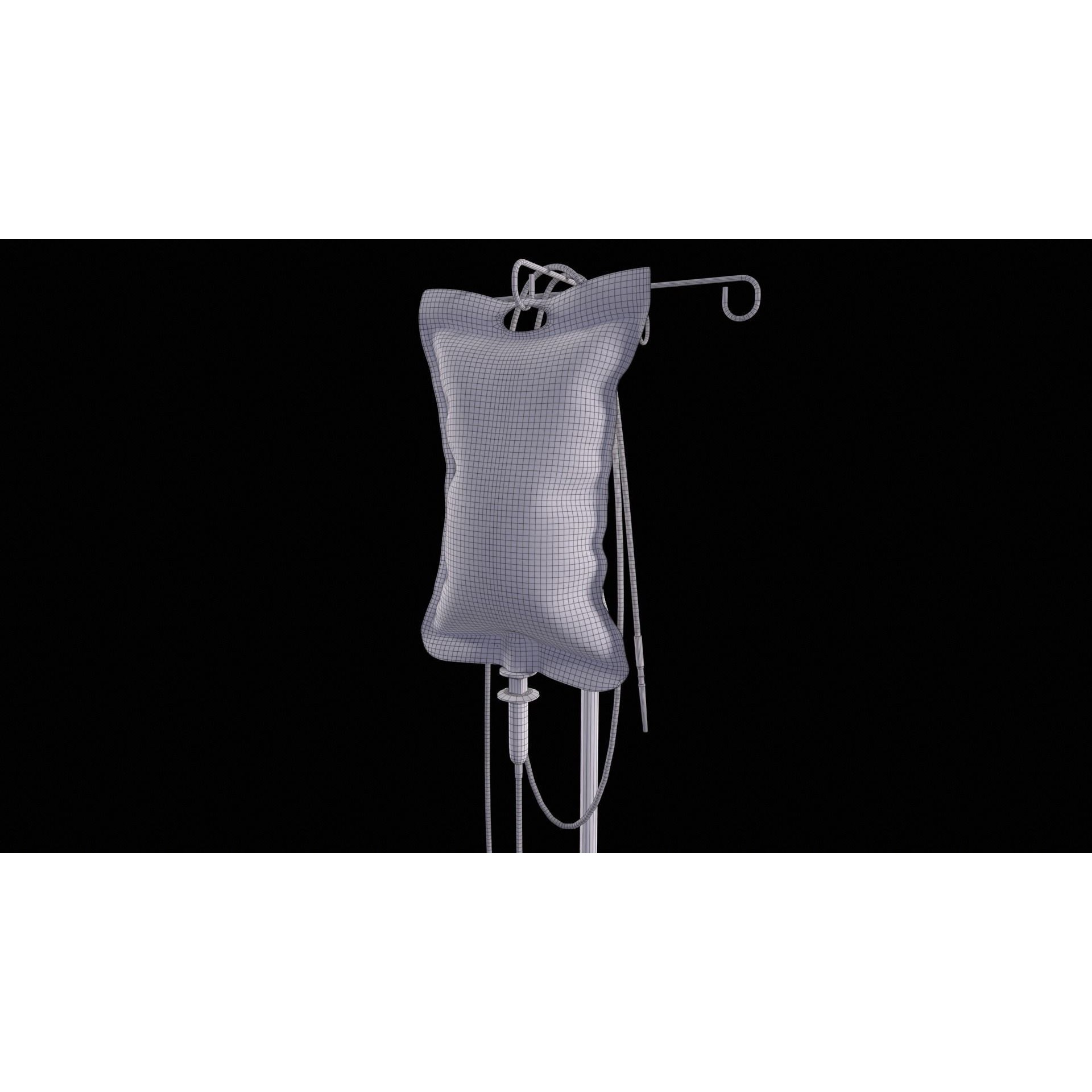 Intravenous IV Bag and Stand - Low-Poly Game-Ready 3D Model - View 12
