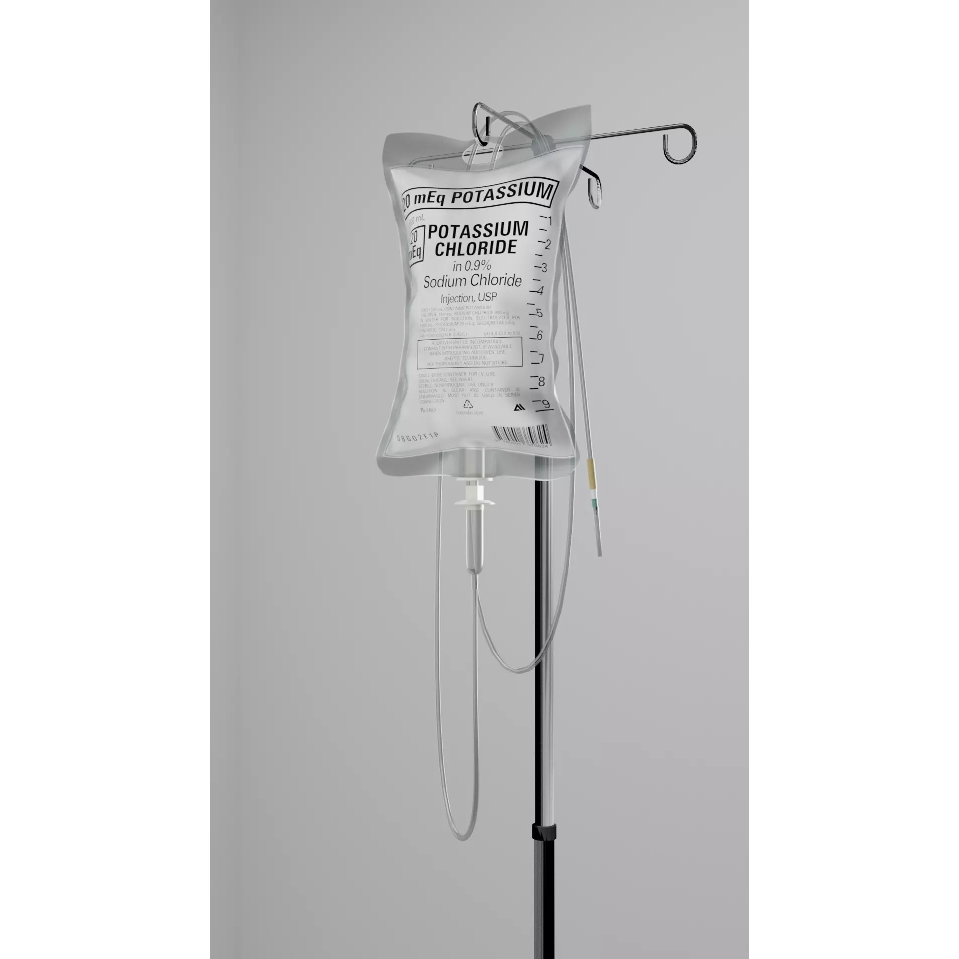 Intravenous IV Bag and Stand - Low-Poly Game-Ready 3D Model - View 2