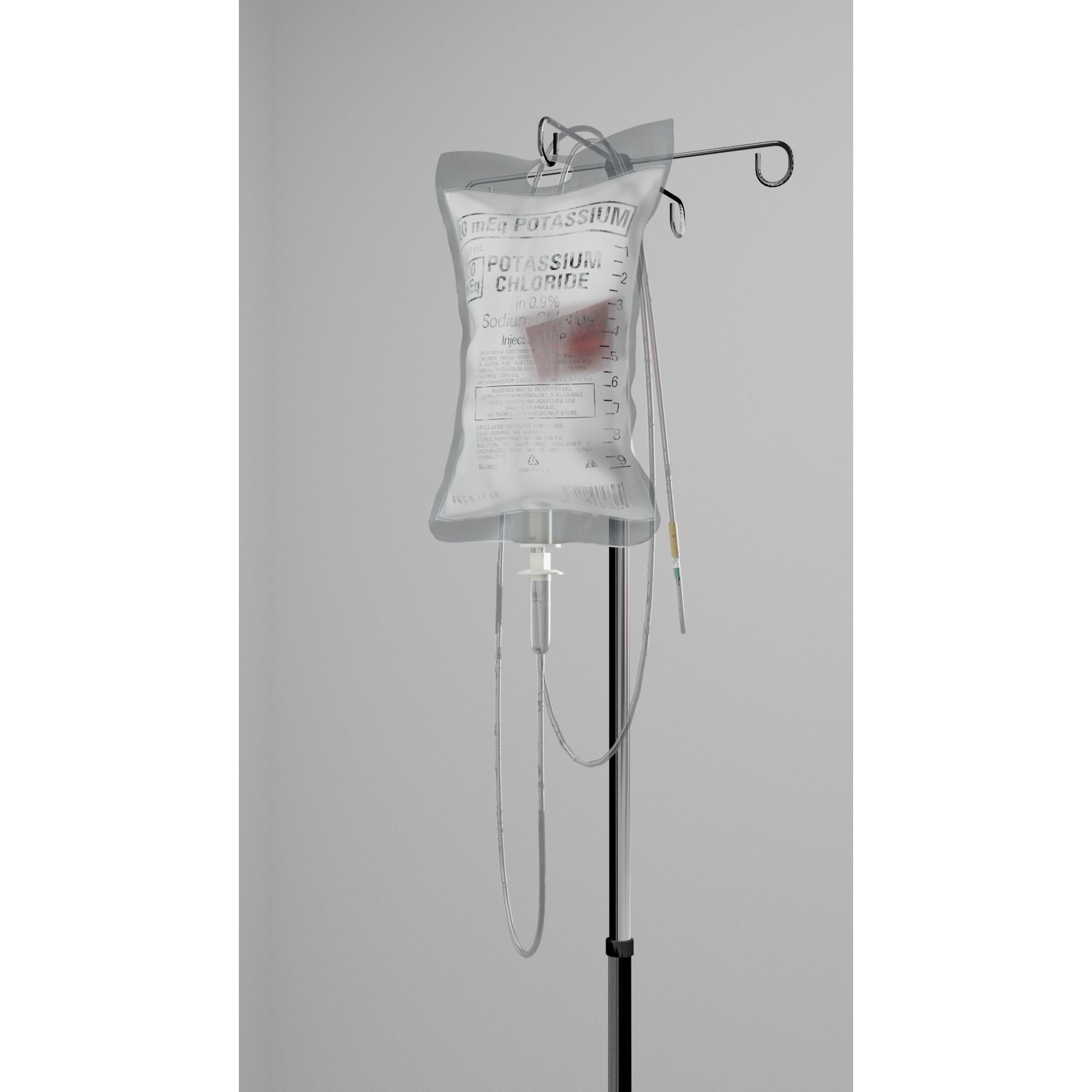 Intravenous IV Bag and Stand - Low-Poly Game-Ready 3D Model - View 3