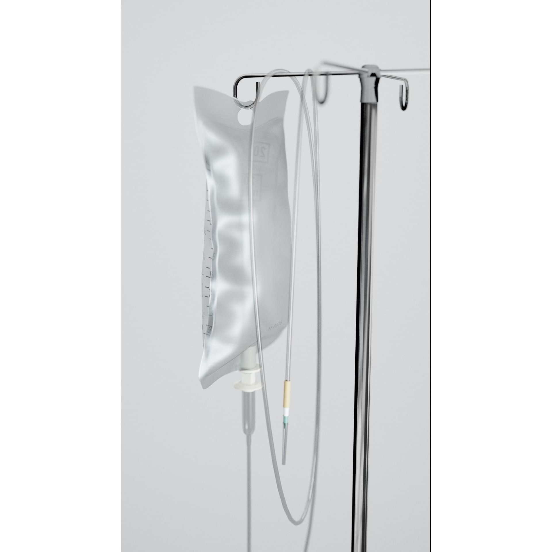 Intravenous IV Bag and Stand - Low-Poly Game-Ready 3D Model - View 4