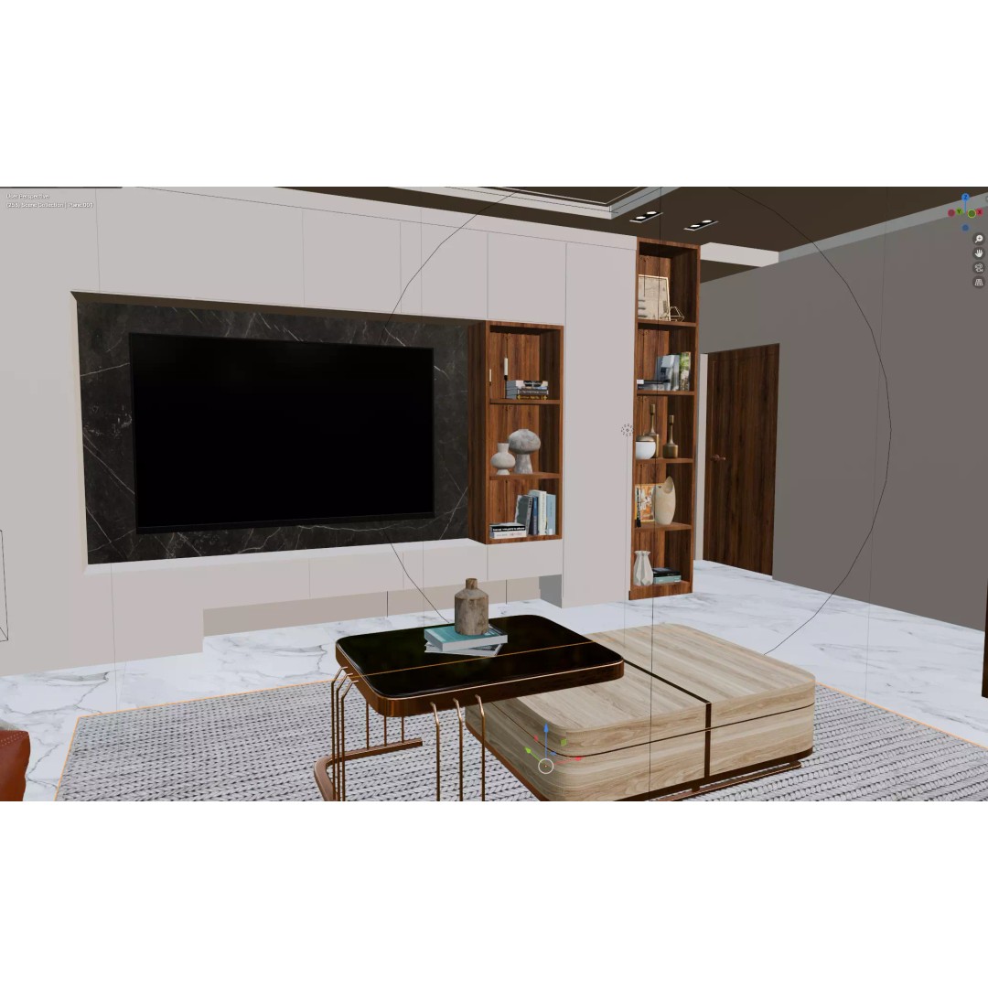 Modern Living Room 3D Model – Cozy Interior Scene, Blender, FBX, OBJ - View 4