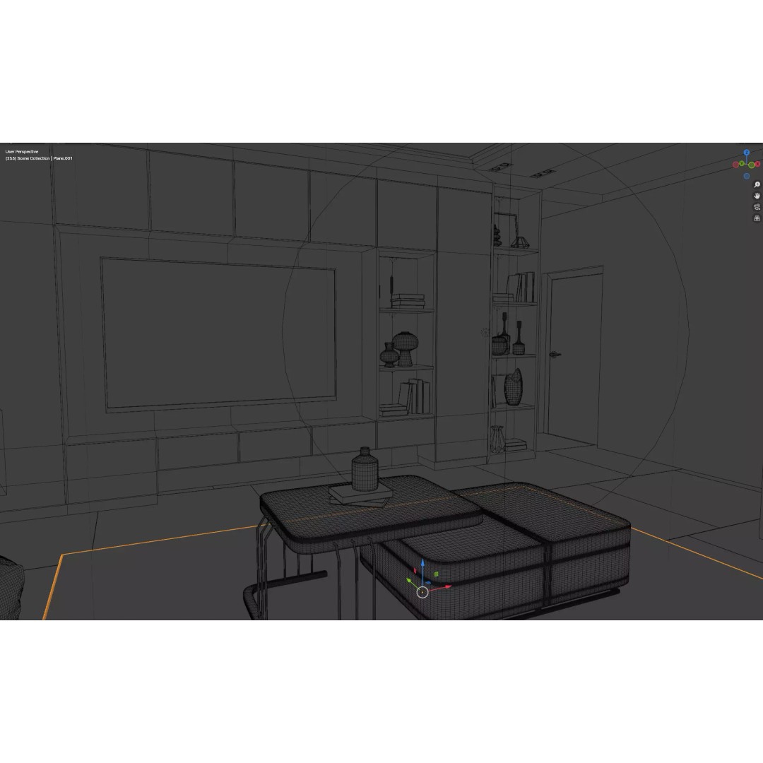 Modern Living Room 3D Model – Cozy Interior Scene, Blender, FBX, OBJ - View 6