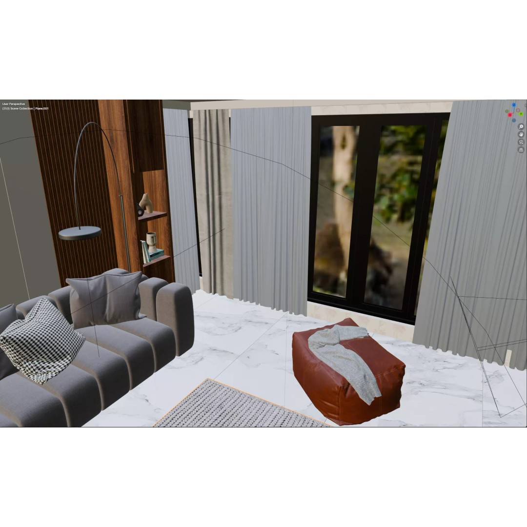 Modern Living Room 3D Model – Cozy Interior Scene, Blender, FBX, OBJ - View 7