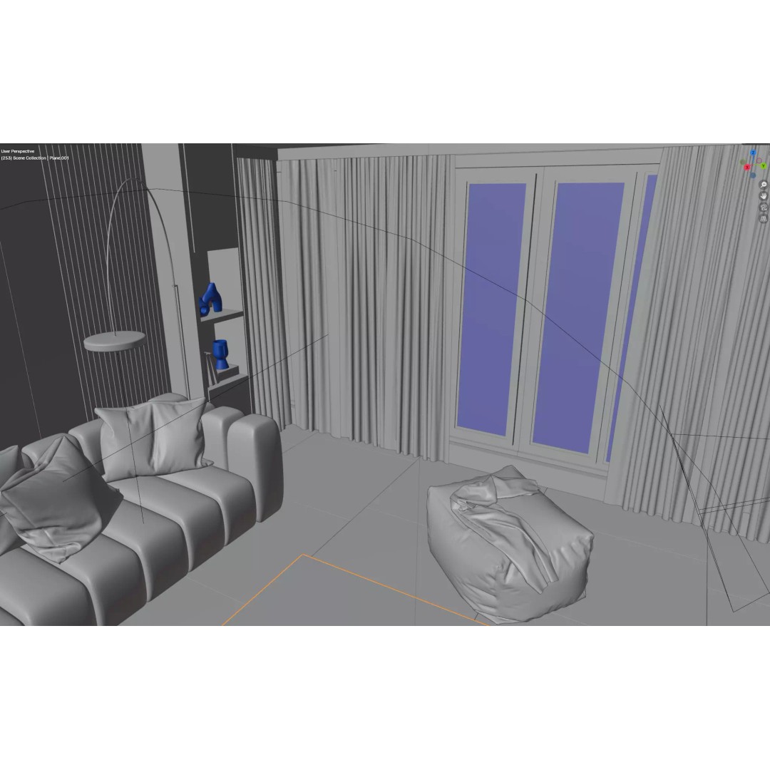 Modern Living Room 3D Model – Cozy Interior Scene, Blender, FBX, OBJ - View 8