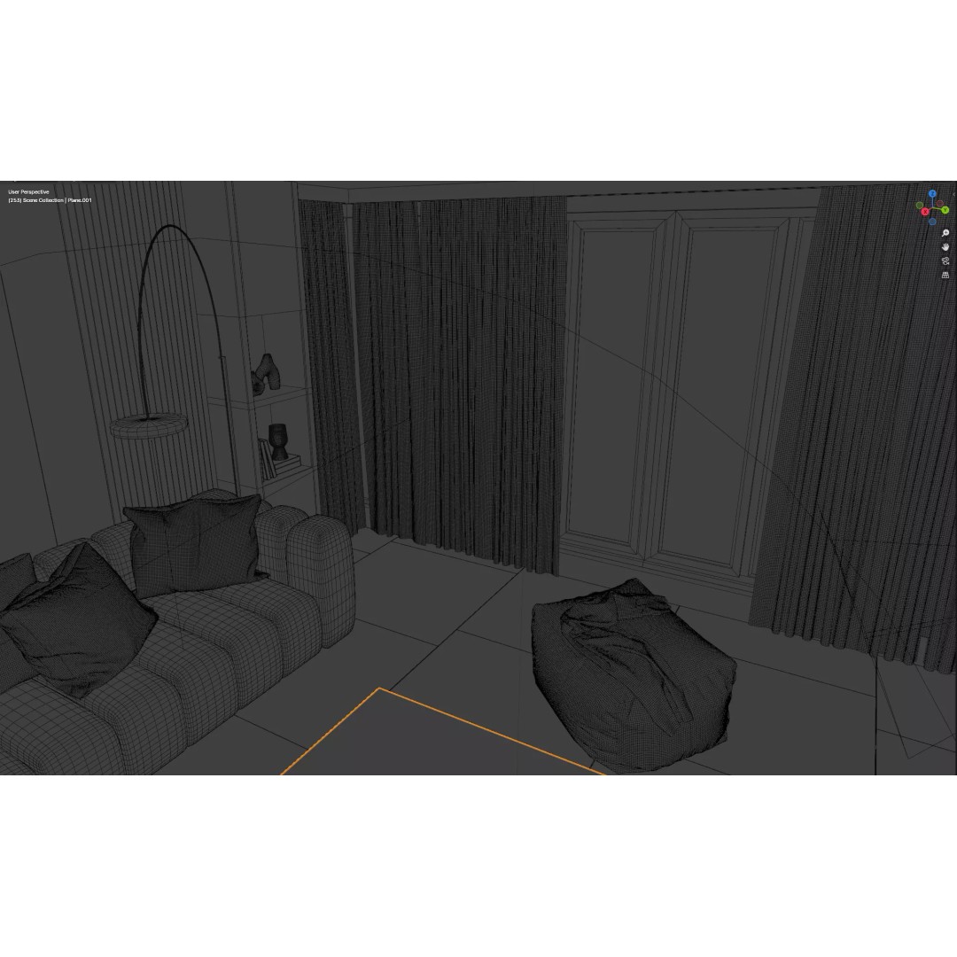 Modern Living Room 3D Model – Cozy Interior Scene, Blender, FBX, OBJ - View 9