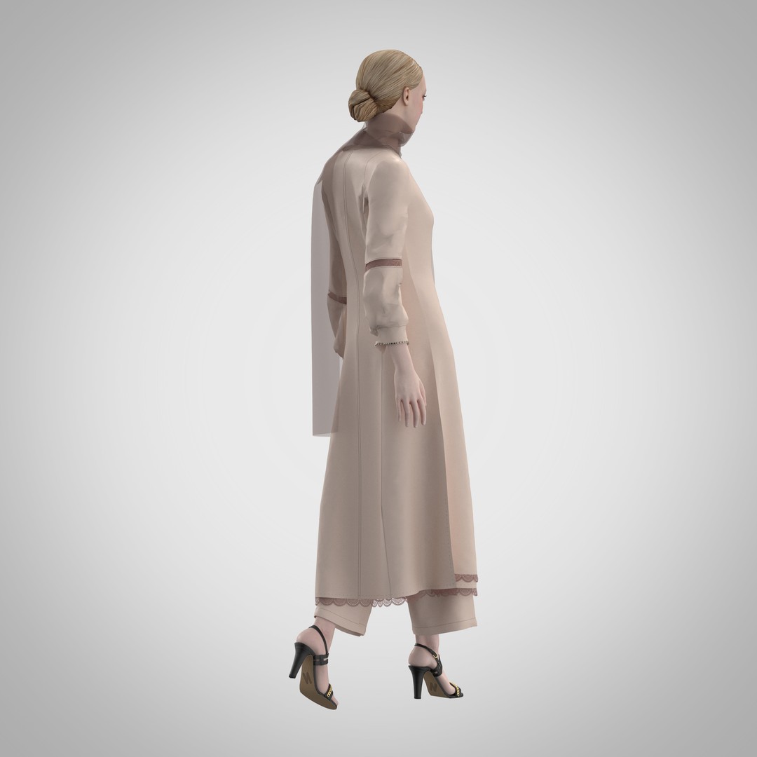 Elegant Dress 3D Model – Long Scarf Design with 4K Textures, FBX - View 10