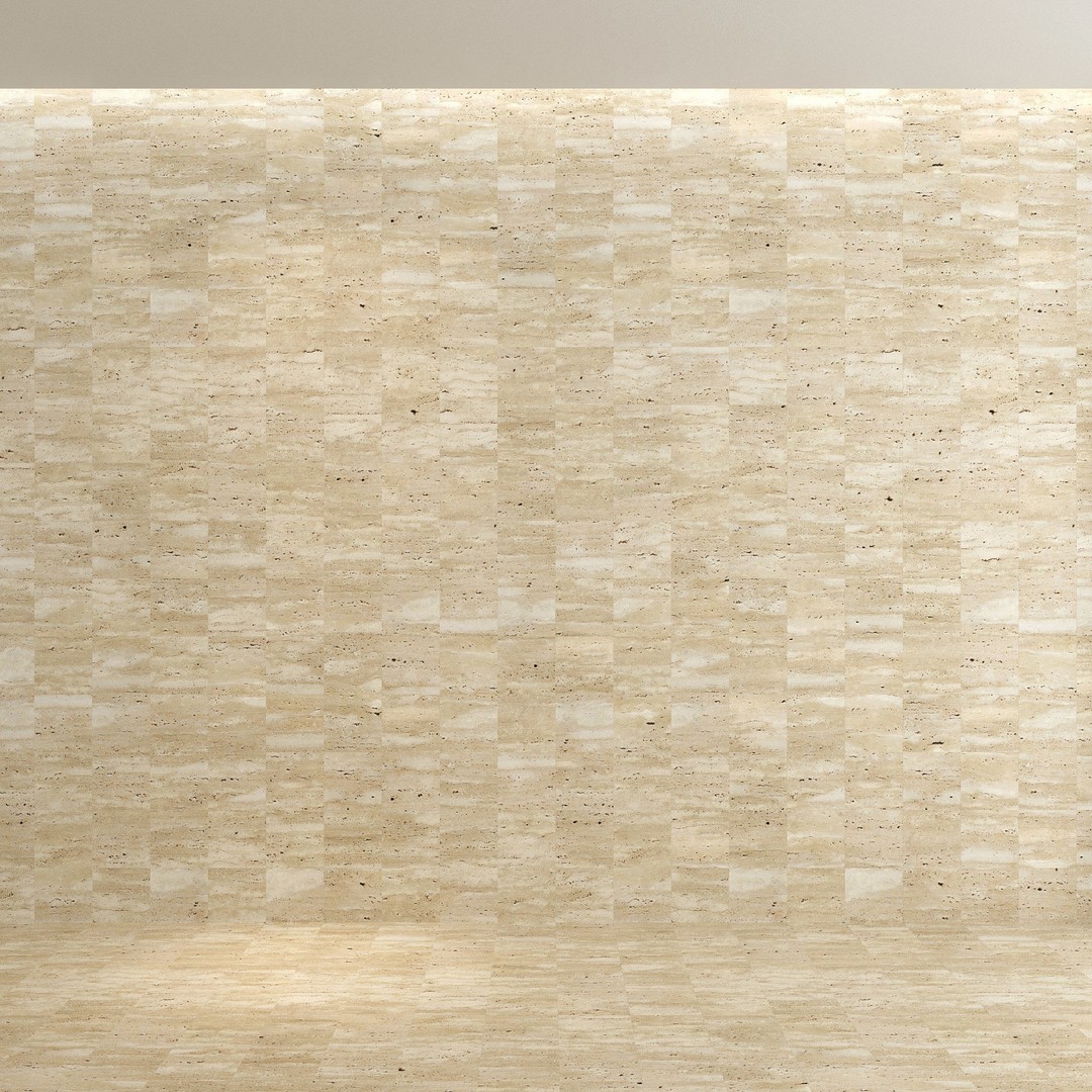 Natural Stone 3D Model – Textured Travertine Tile Set, PBR - View 11
