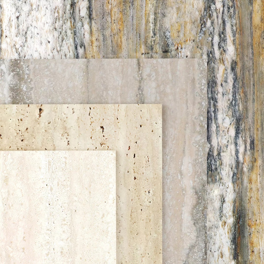 Natural Stone 3D Model – Textured Travertine Tile Set, PBR - View 2