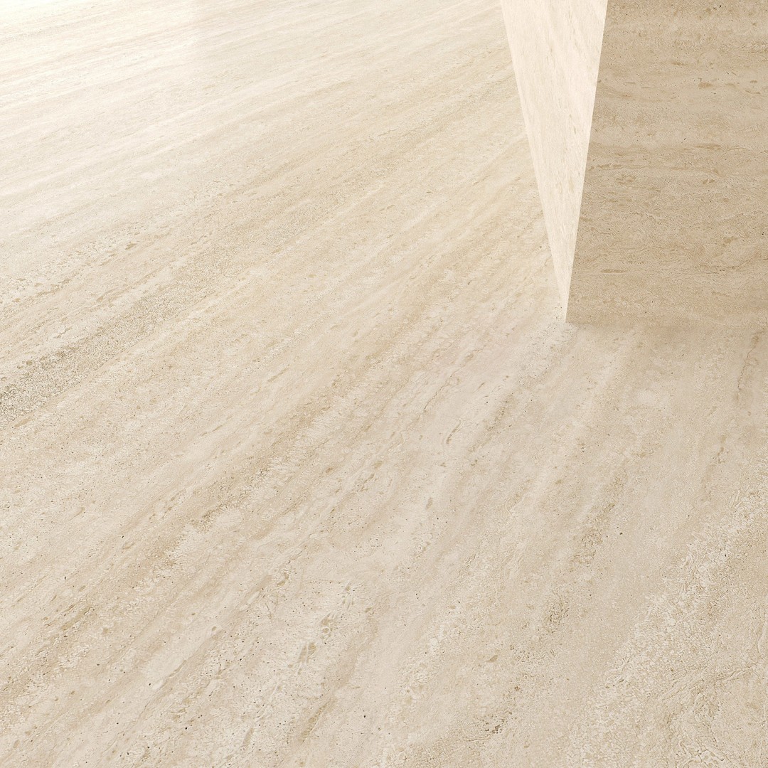 Natural Stone 3D Model – Textured Travertine Tile Set, PBR - View 3