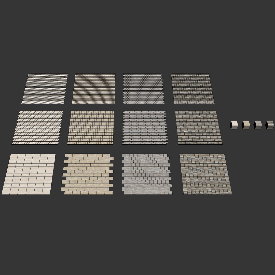 Natural Stone 3D Model – Textured Travertine Tile Set, PBR - View 8