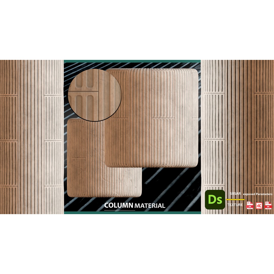 Column Material 3D Model – Substance Designer Texture, PBR 4K/8K - View 3