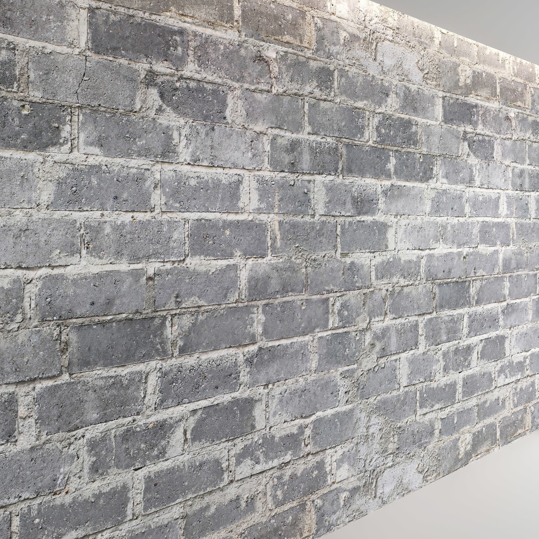 Block Wall 3D Model – Cinder & Foam Textures, PBR, FBX, OBJ - View 3