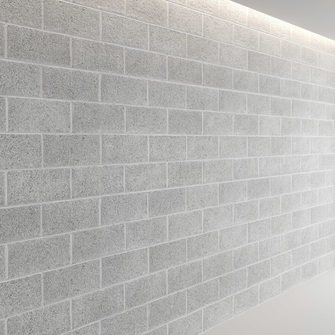 Block Wall 3D Model – Cinder & Foam Textures, PBR, FBX, OBJ - View 5