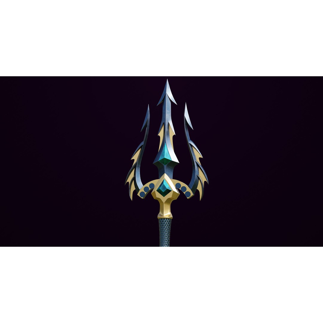 Fantasy Trident 3D Model – Low Poly Game Asset, FBX, PBR Textures - View 10