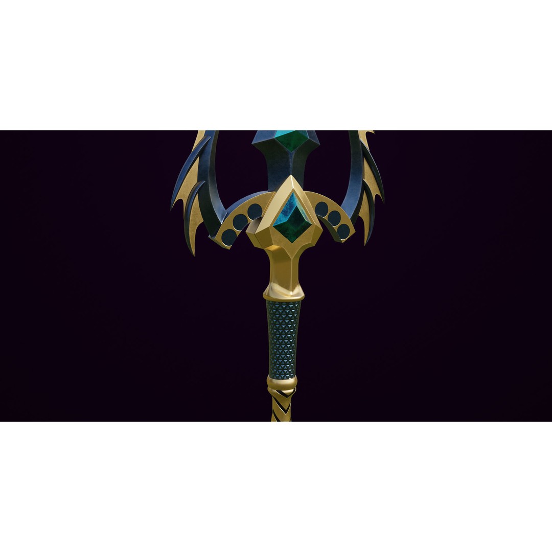 Fantasy Trident 3D Model – Low Poly Game Asset, FBX, PBR Textures - View 11
