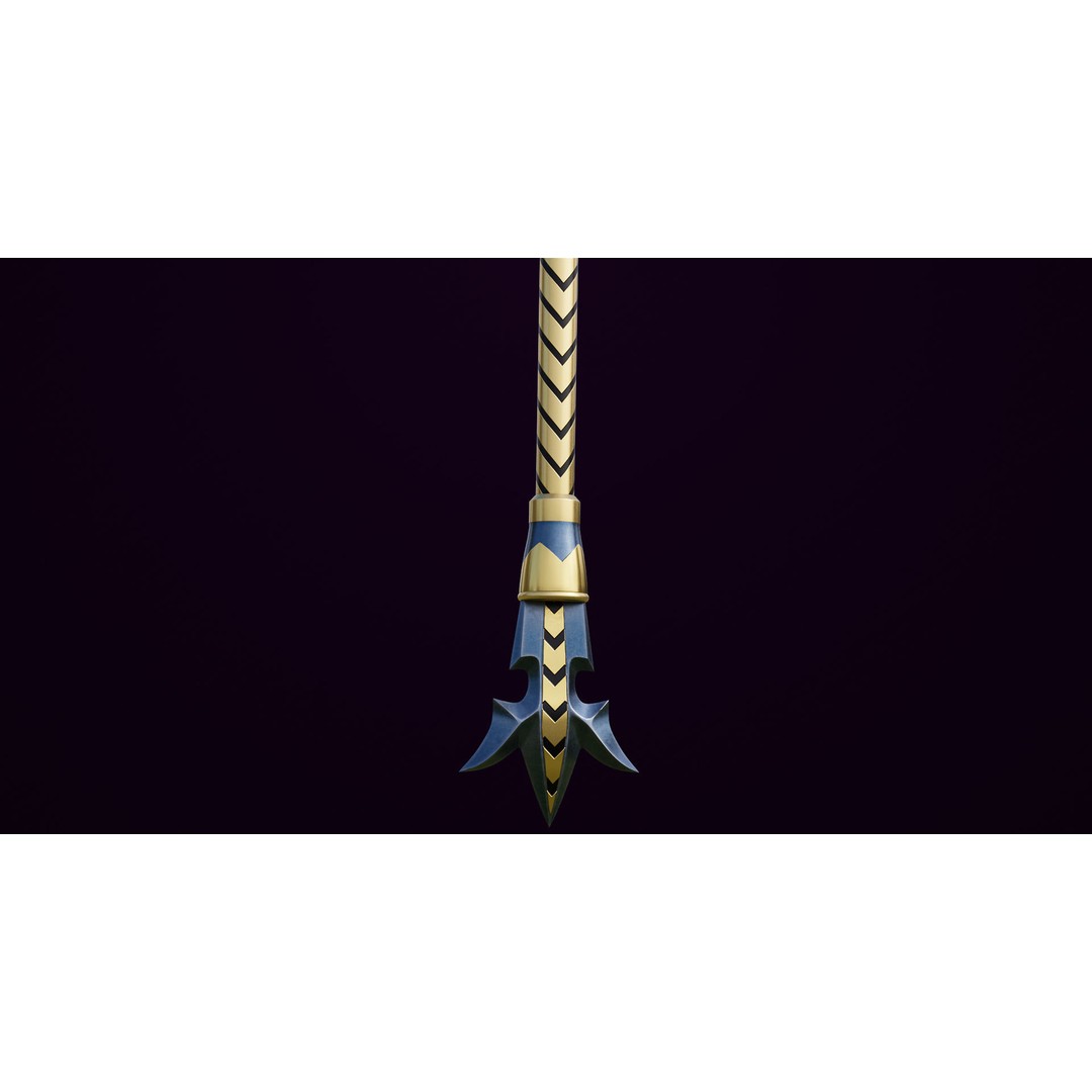 Fantasy Trident 3D Model – Low Poly Game Asset, FBX, PBR Textures - View 13