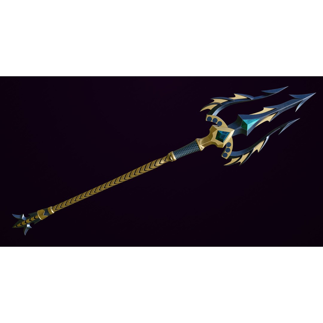 Fantasy Trident 3D Model – Low Poly Game Asset, FBX, PBR Textures - View 14