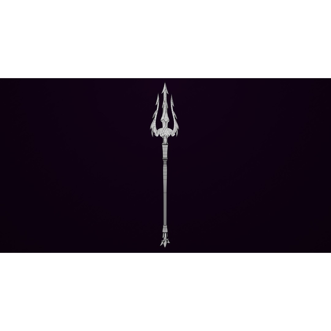 Fantasy Trident 3D Model – Low Poly Game Asset, FBX, PBR Textures - View 15