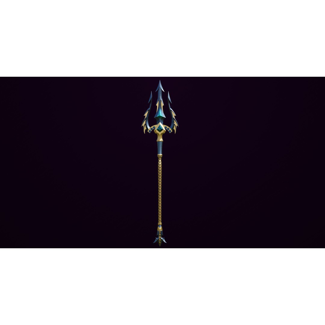 Fantasy Trident 3D Model – Low Poly Game Asset, FBX, PBR Textures - View 3