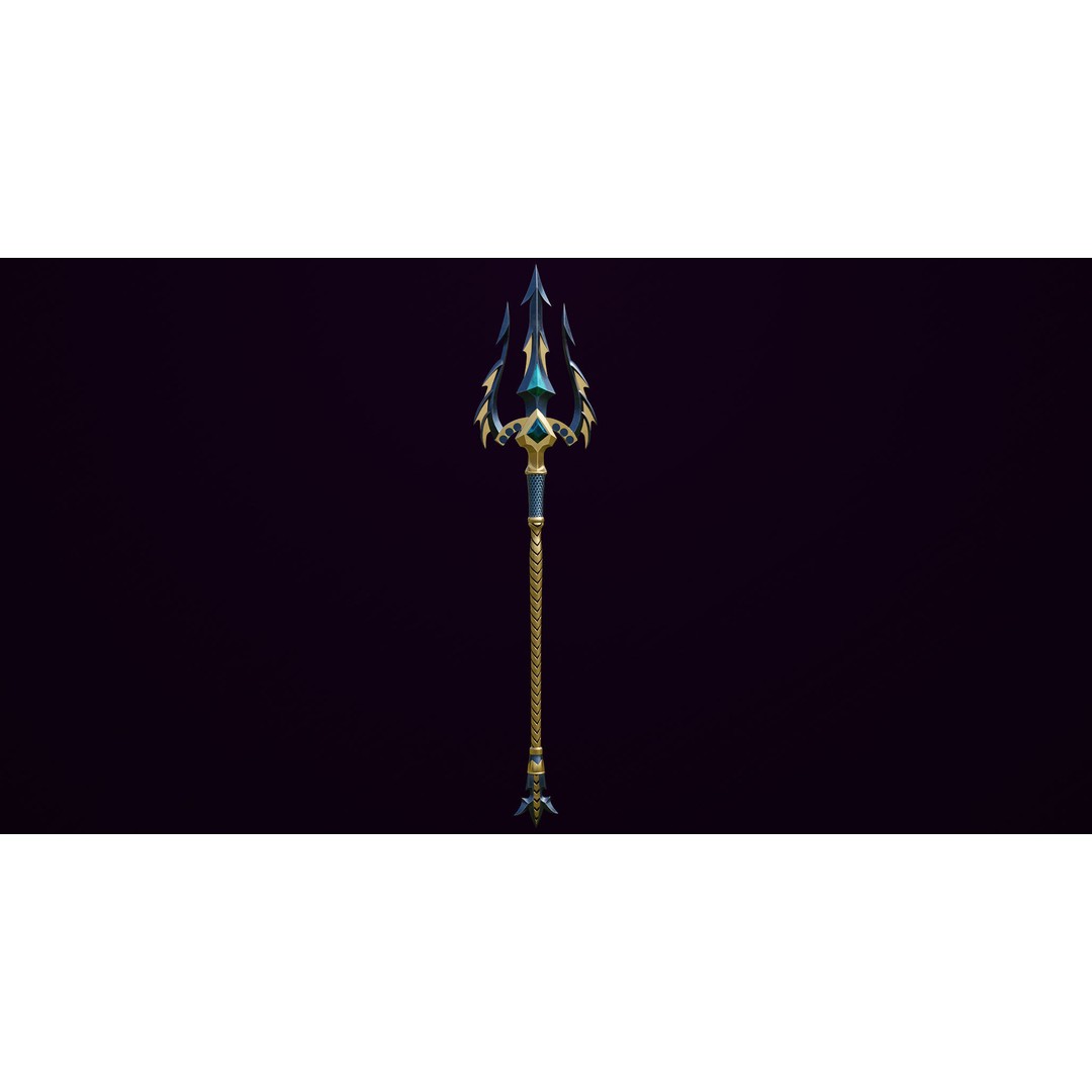 Fantasy Trident 3D Model – Low Poly Game Asset, FBX, PBR Textures - View 4