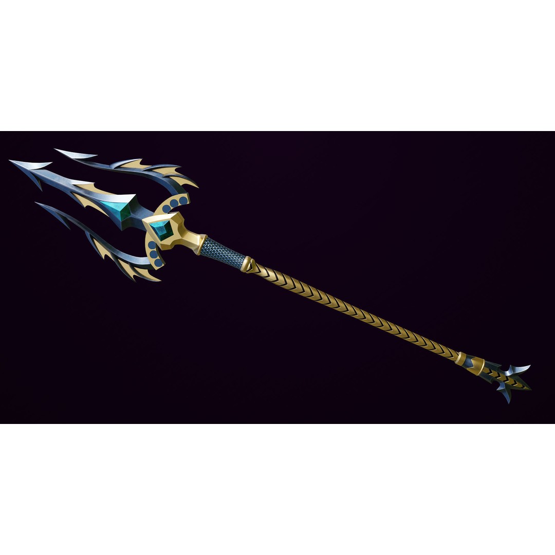 Fantasy Trident 3D Model – Low Poly Game Asset, FBX, PBR Textures - View 5