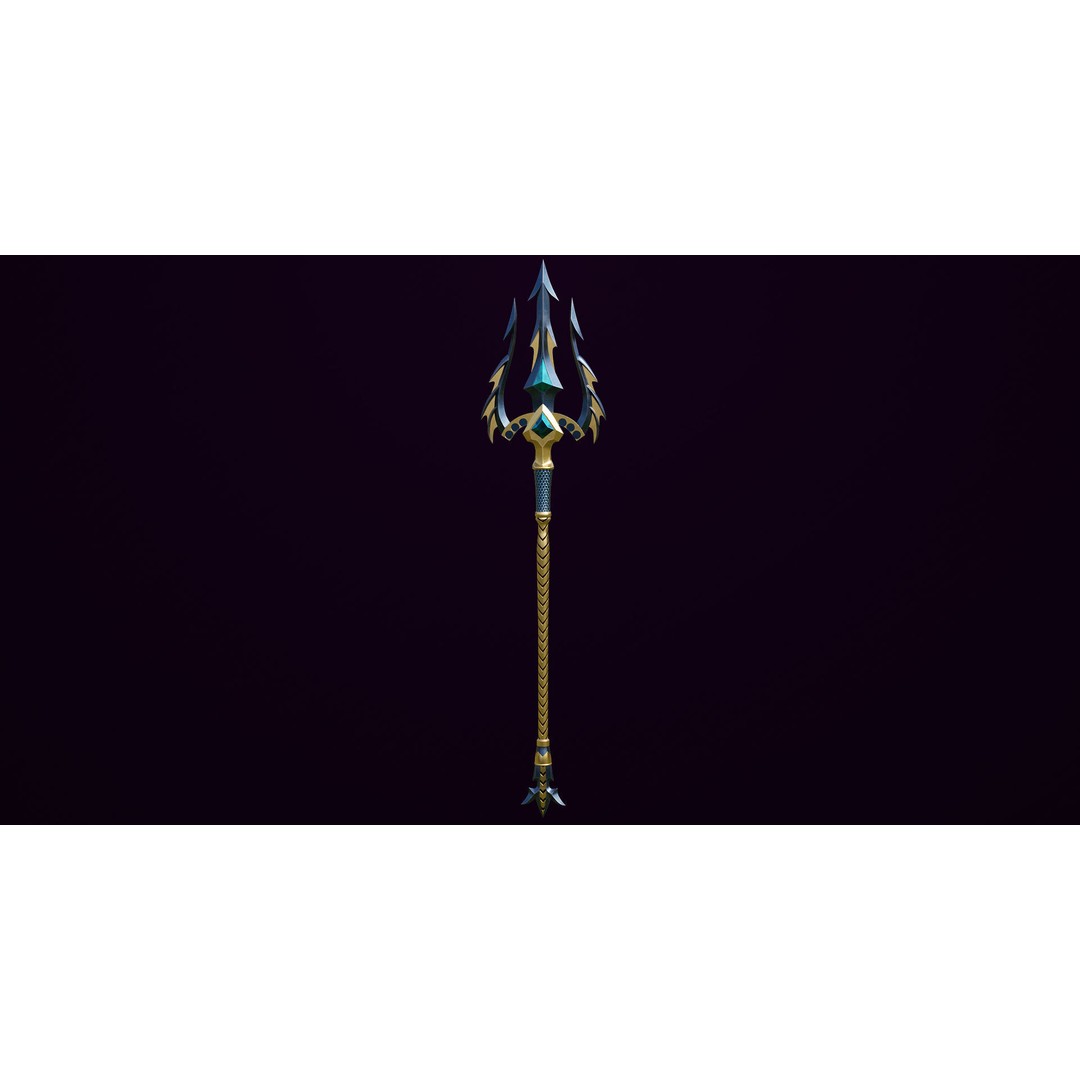 Fantasy Trident 3D Model – Low Poly Game Asset, FBX, PBR Textures - View 6