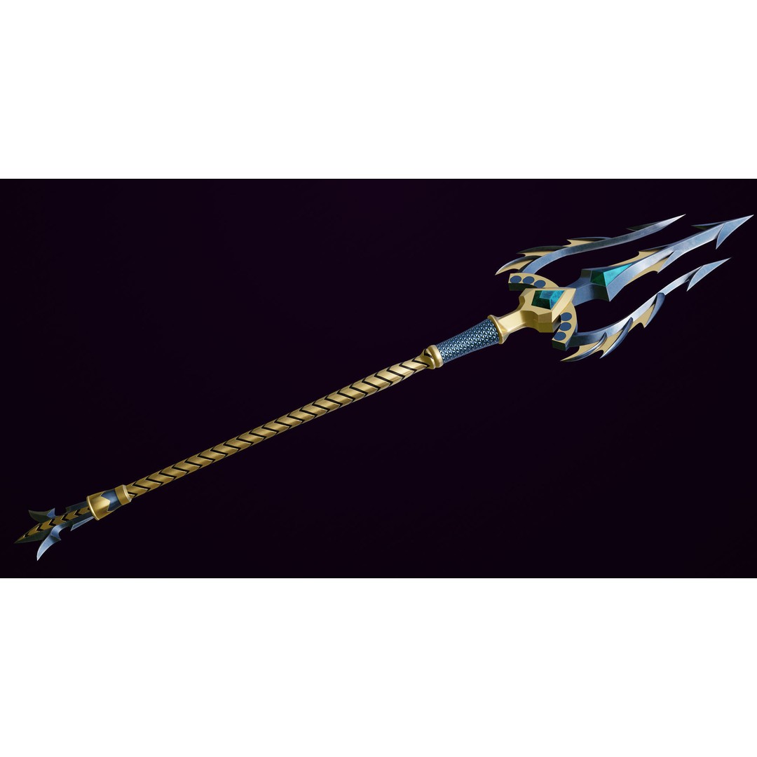 Fantasy Trident 3D Model – Low Poly Game Asset, FBX, PBR Textures - View 7