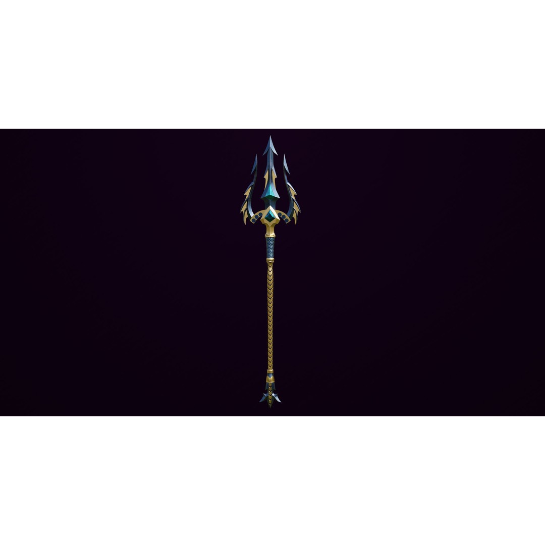 Fantasy Trident 3D Model – Low Poly Game Asset, FBX, PBR Textures - View 8