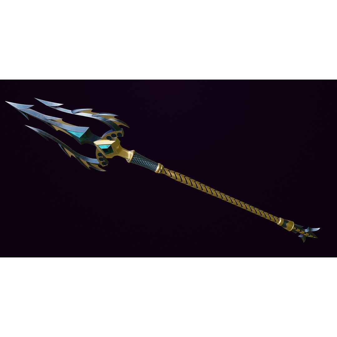 Fantasy Trident 3D Model – Low Poly Game Asset, FBX, PBR Textures - View 9