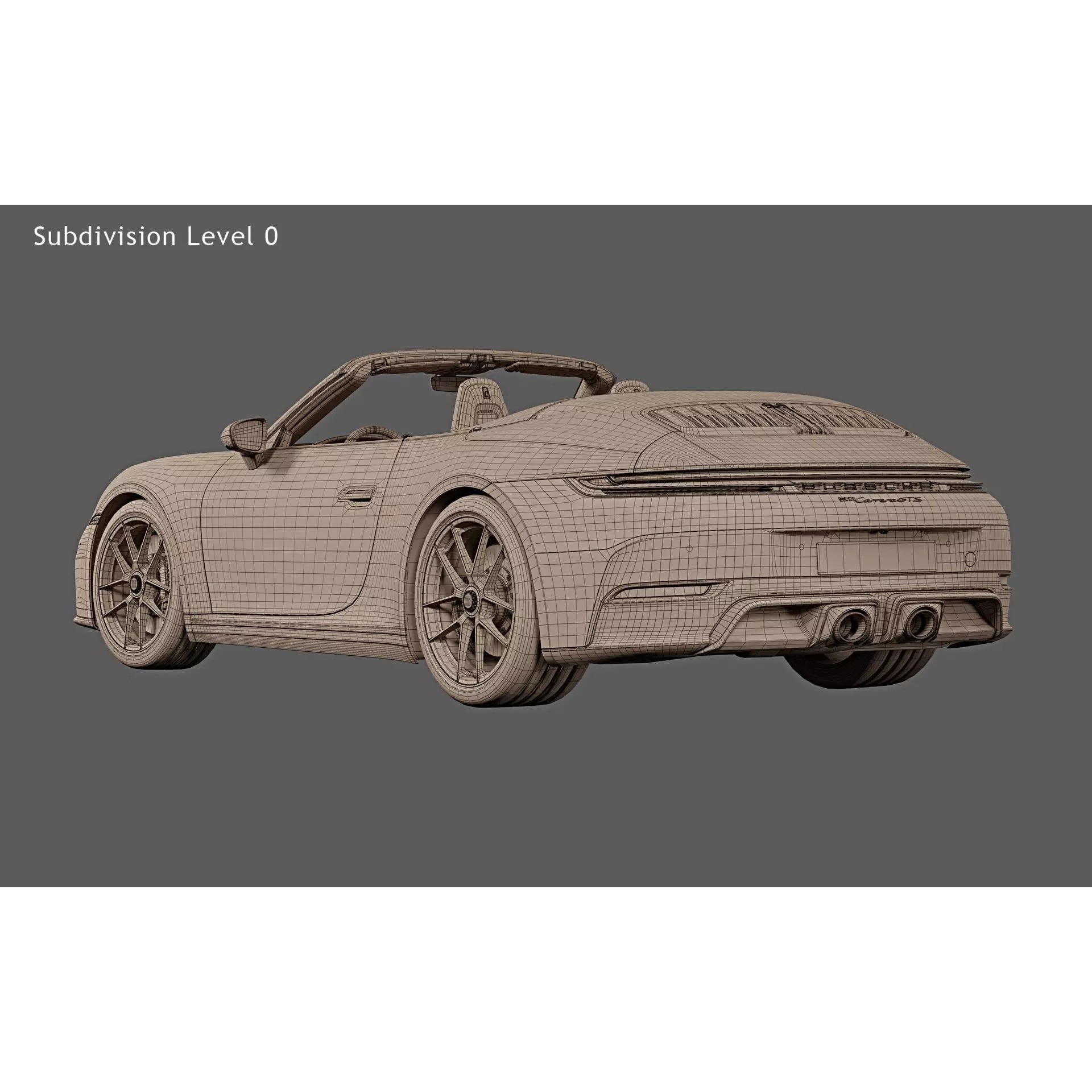 2026 Porsche 911 Carrera 4 GTS Cabriolet - High-Quality 3D Model - View 29