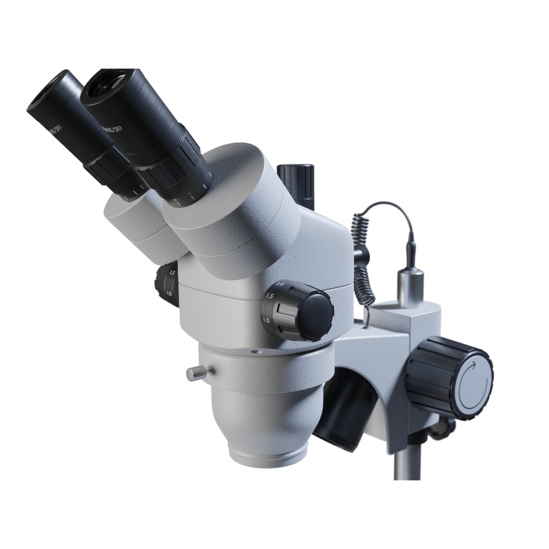 Stereomicroscope 3D Model – Low Poly PBR Asset, FBX, OBJ, Blender - View 3