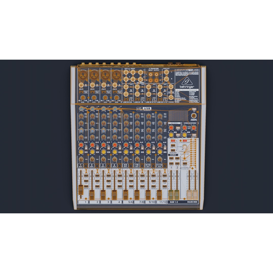 Xenyx1622USB Audio Mixer 3D Model – PBR Textured Game Asset, FBX, OBJ - View 20