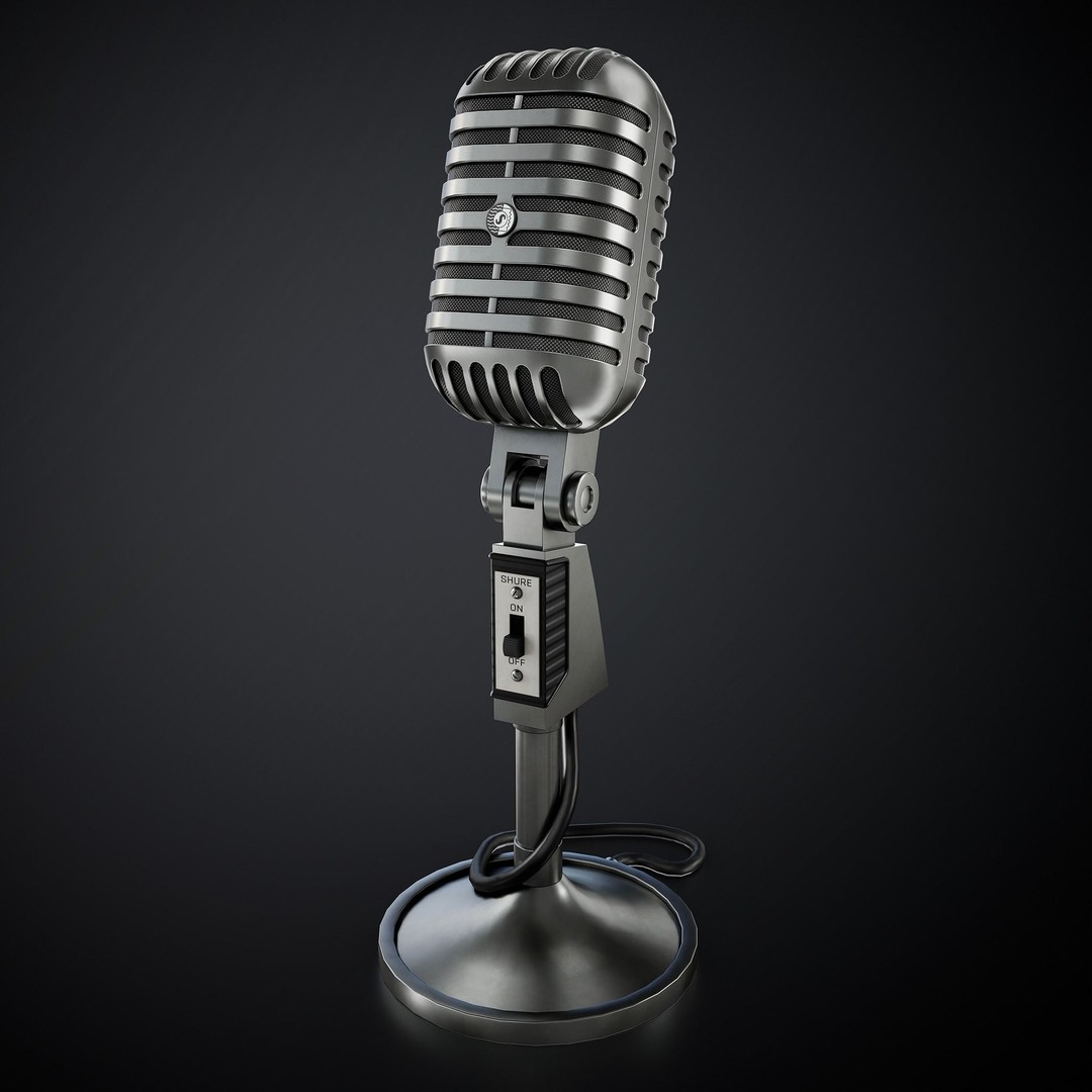 Classic Vintage Microphone 3D Model – Low Poly Game Asset, PBR Textures - View 3
