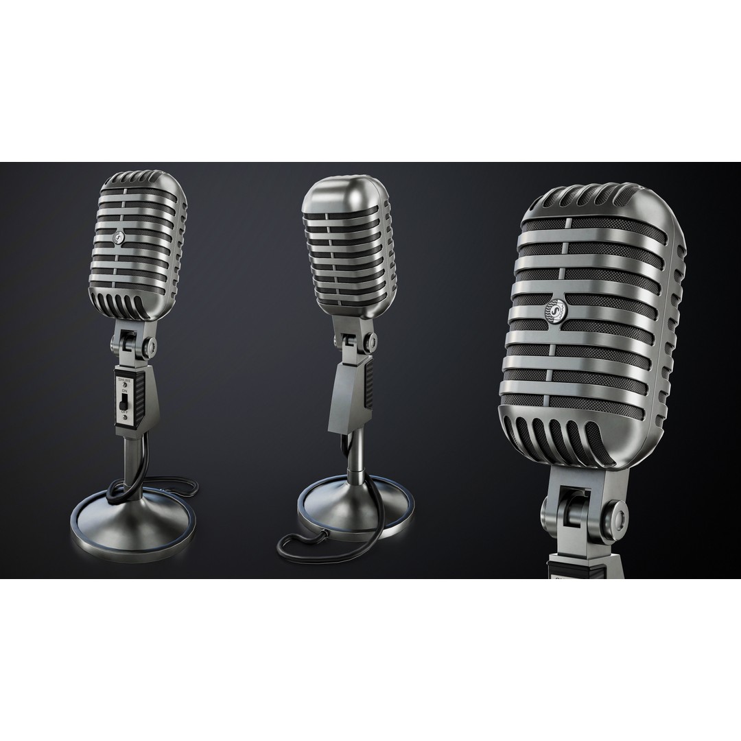 Classic Vintage Microphone 3D Model – Low Poly Game Asset, PBR Textures - View 5