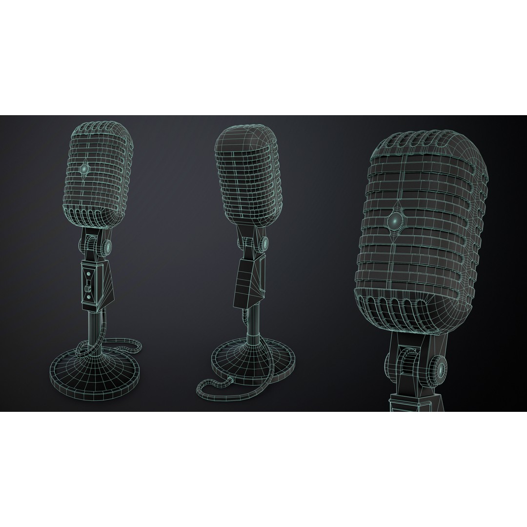 Classic Vintage Microphone 3D Model – Low Poly Game Asset, PBR Textures - View 6