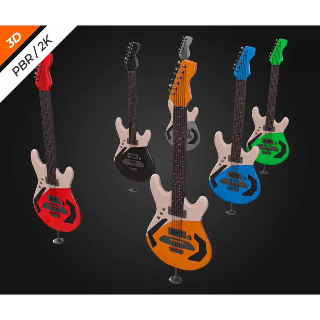 Electronic Guitar Amplifier 3D Model – Low Poly PBR Asset, FBX, OBJ - View 11