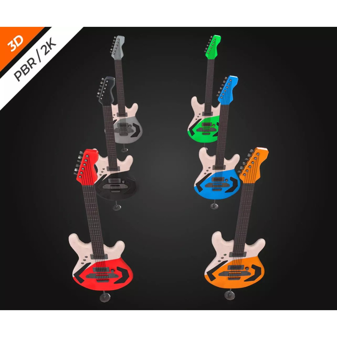Electronic Guitar Amplifier 3D Model – Low Poly PBR Asset, FBX, OBJ - View 12