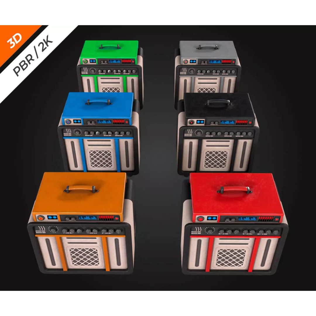 Electronic Guitar Amplifier 3D Model – Low Poly PBR Asset, FBX, OBJ - View 13