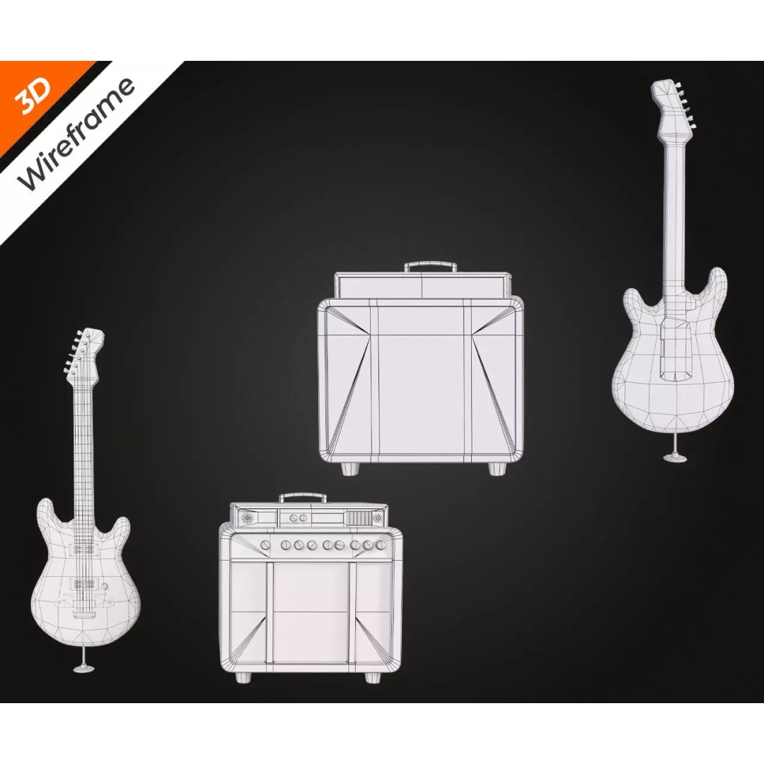 Electronic Guitar Amplifier 3D Model – Low Poly PBR Asset, FBX, OBJ - View 14
