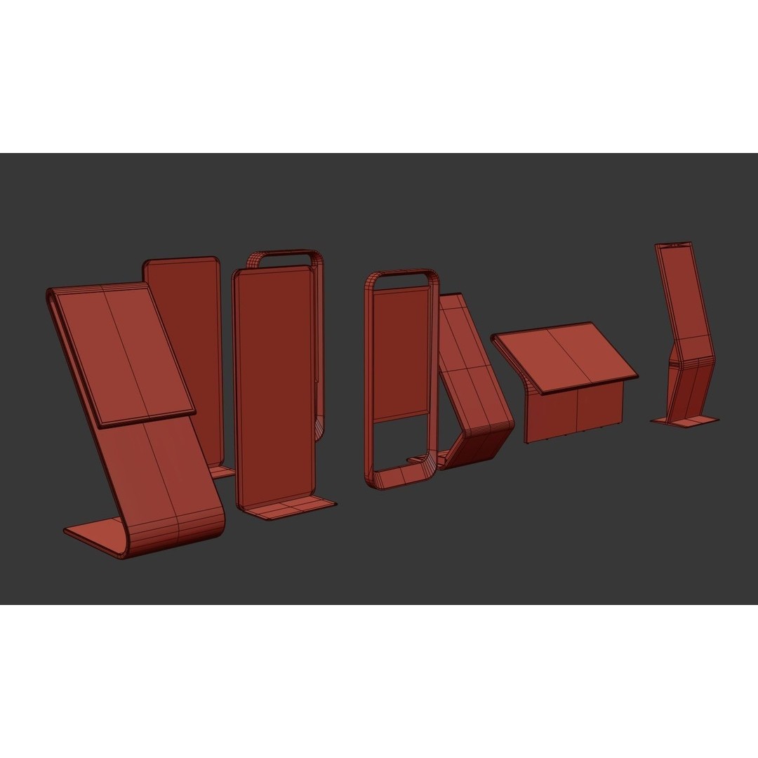 Digital Signage 3D Model – Low Poly Pack with Textures and Formats