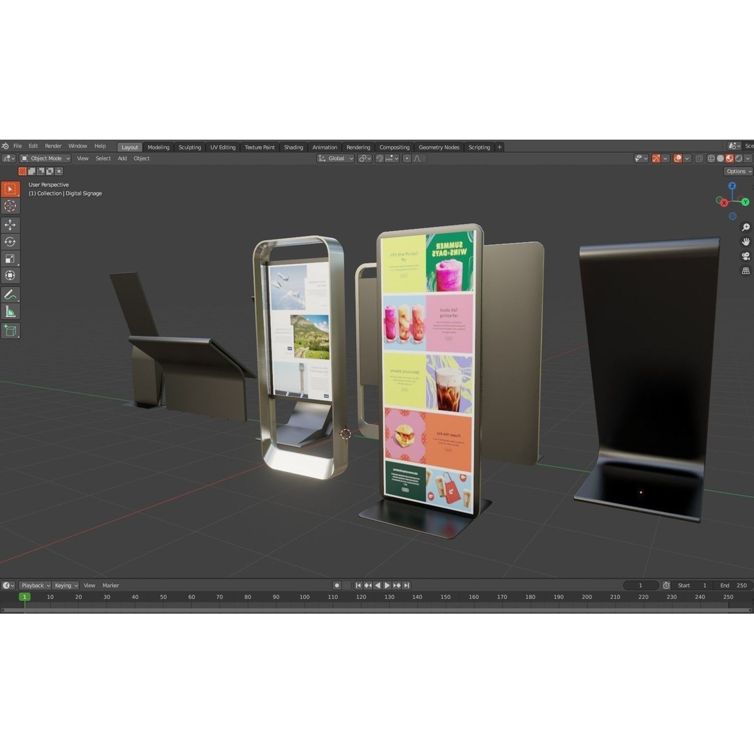 Digital Signage 3D Model – Low Poly Pack with Textures and Formats - View 16