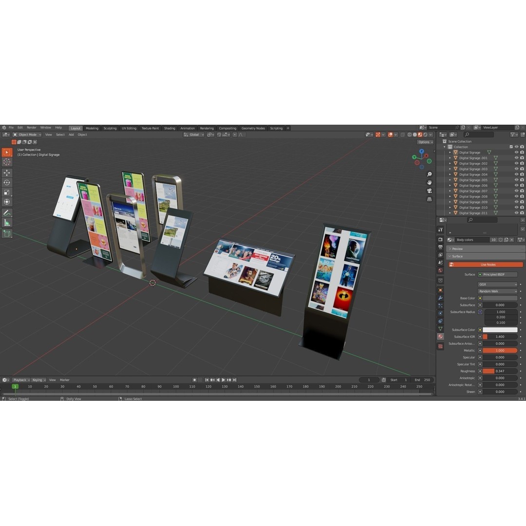 Digital Signage 3D Model – Low Poly Pack with Textures and Formats - View 18
