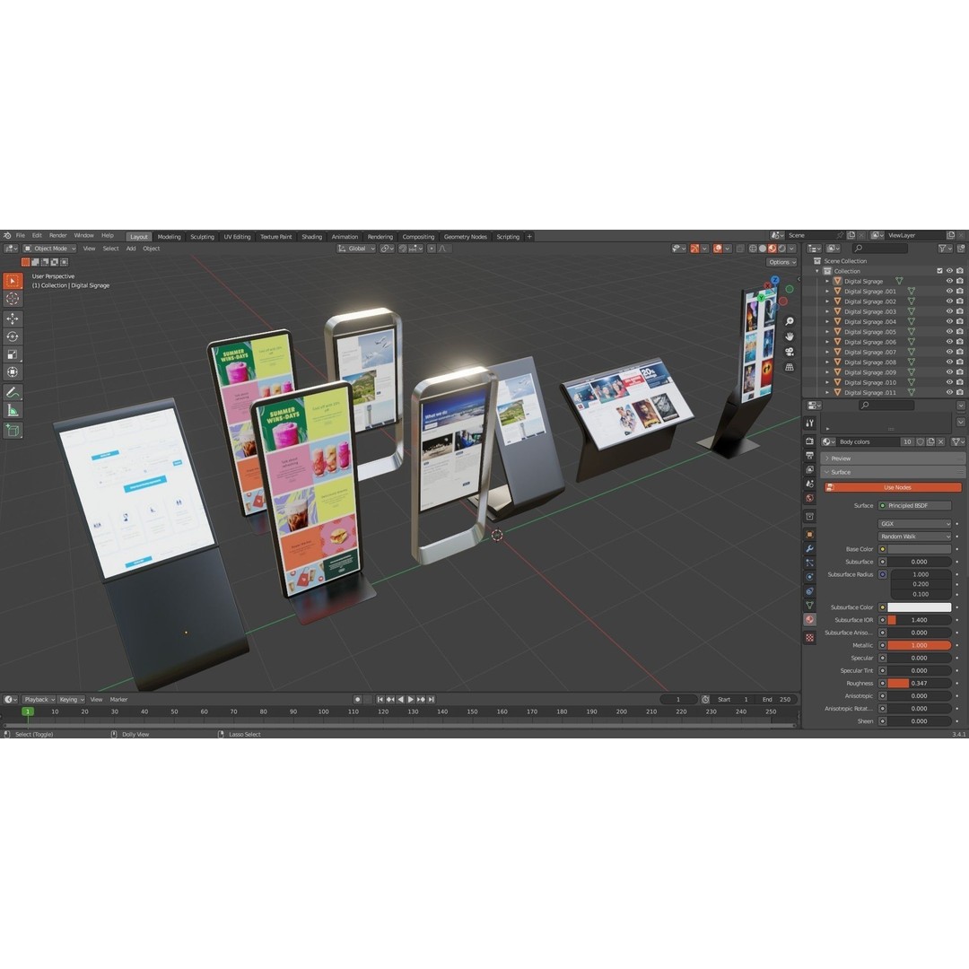 Digital Signage 3D Model – Low Poly Pack with Textures and Formats - View 19