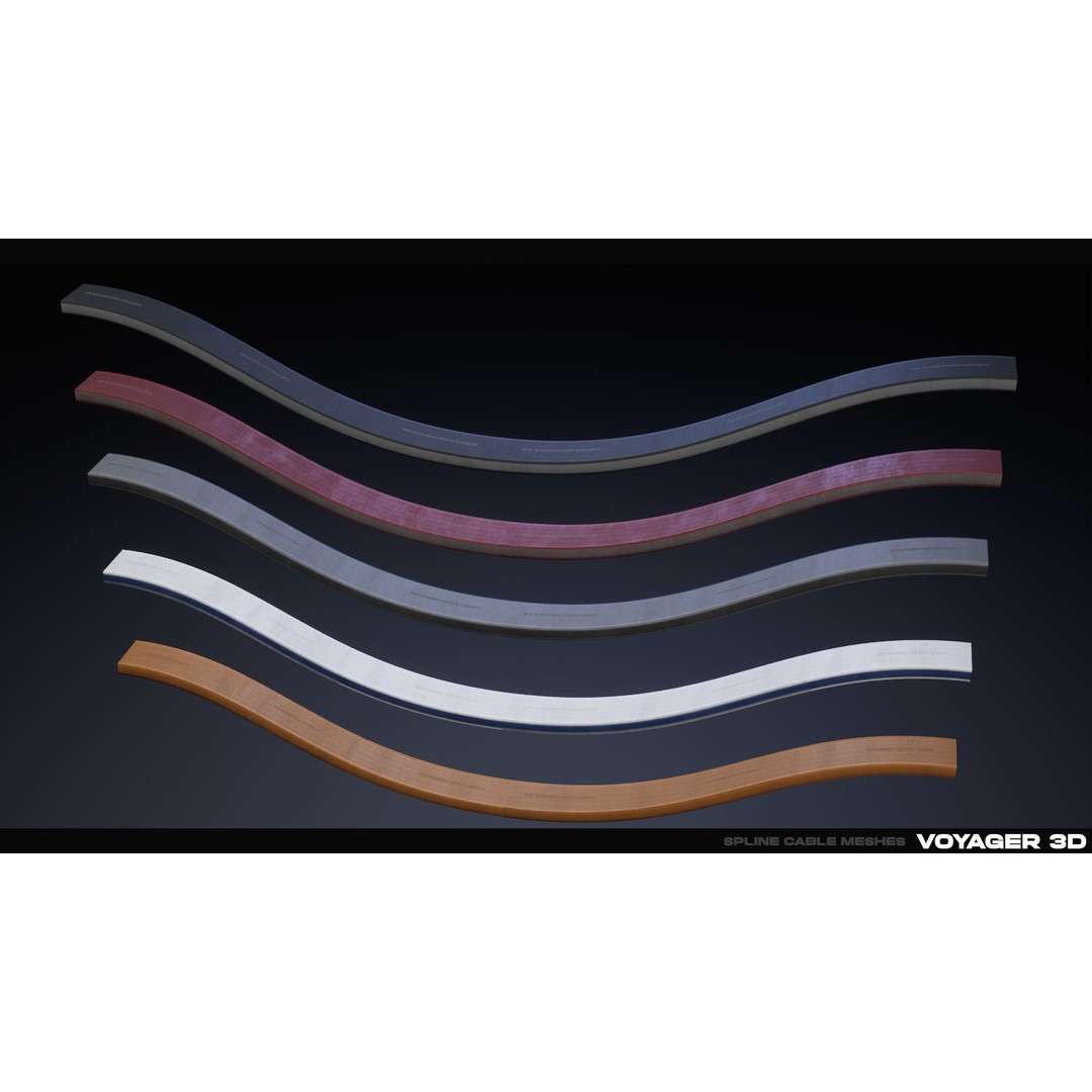 Spline Cable Kit 3D Model – Low Poly Modular Cables & Trays, FBX - View 18