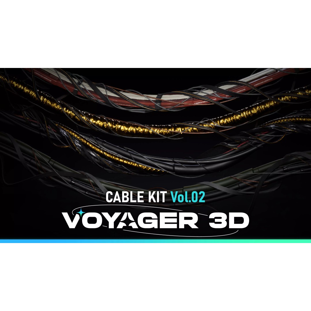 Spline Cable Kit 3D Model – Low Poly Modular Cables & Trays, FBX - View 2