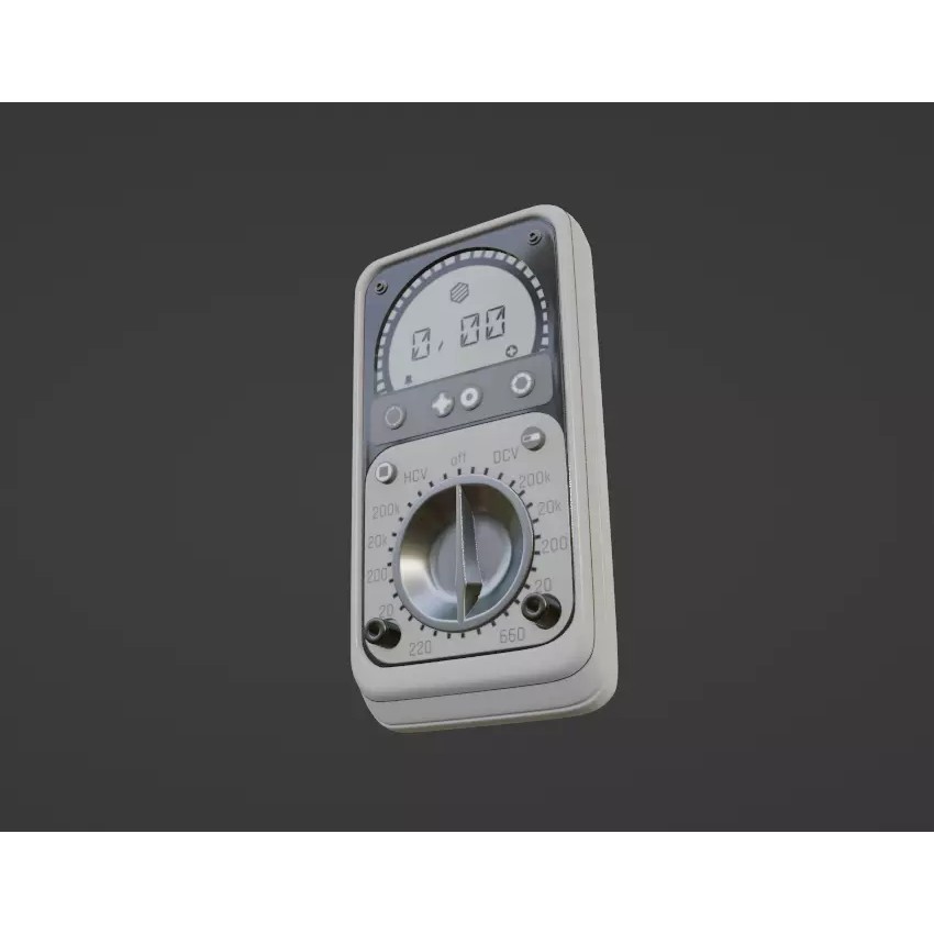 Electronic Multimeter 3D Model – Low Poly PBR Tool, FBX/OBJ - View 2