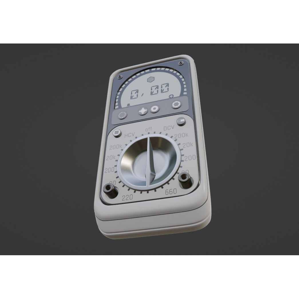 Electronic Multimeter 3D Model – Low Poly PBR Tool, FBX/OBJ - View 4