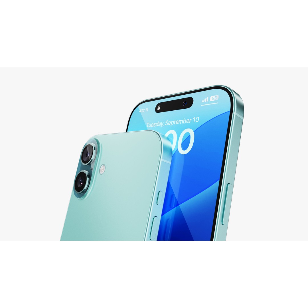 Apple iPhone 16 Plus Teal 3D Model – High Poly PBR Asset, FBX, OBJ - View 15